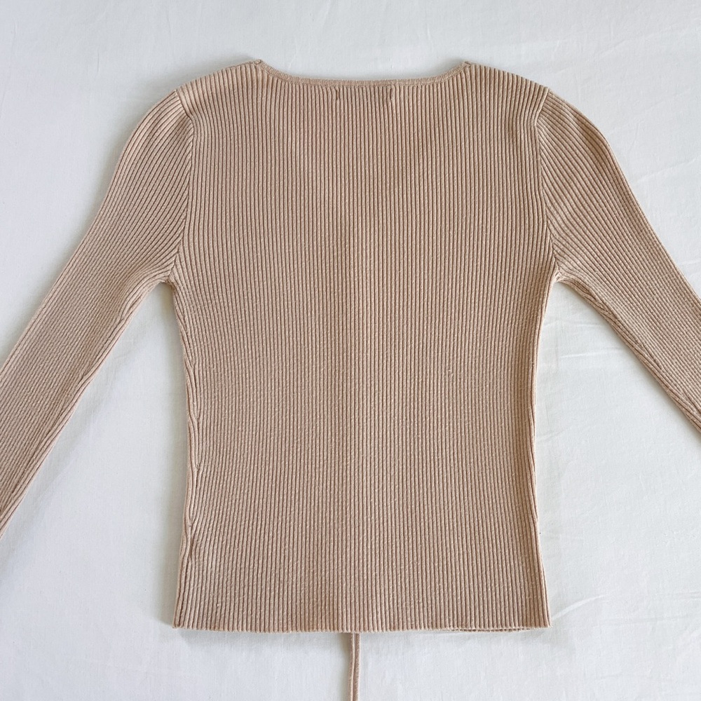 Active USA Ruched Long Sleeve Ribbed Top | Tan | Size S | NWOT - Picture 5 of 11